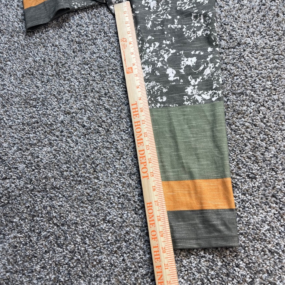 Prana Women's XS Olive Green Floral Colorblock Crop Leggings Yoga Pants Stripe - Picture 5 of 9